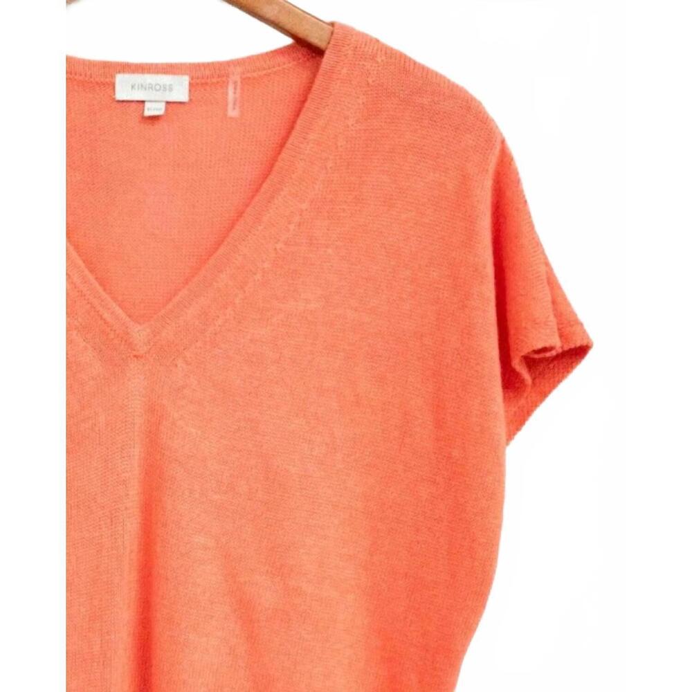 NEW KINROSS women's cap sleeve vee top in coral - Picture 2 of 2